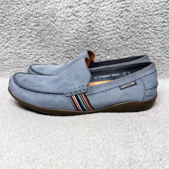 Mephisto Idris Mens Size 10 Slip On Loafers Shoes Jeans Blue Suede Comfort - Picture 3 of 10